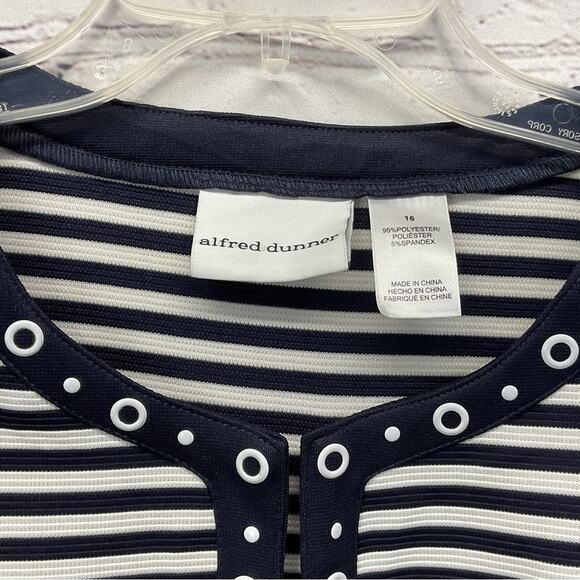 Alfred Dunner Blazer "Seas The Day" Women's Size 16 Open Front Nautical Striped - Picture 2 of 7
